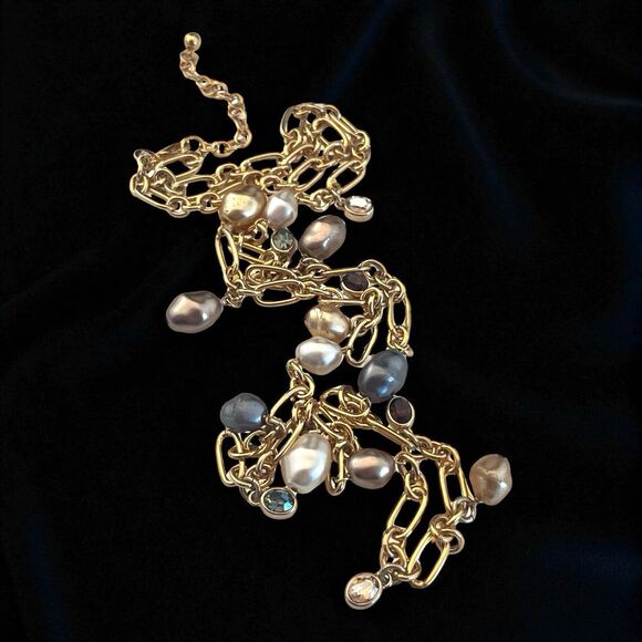 Vintage Joan Rivers Necklace Czech Glass Pearls Crystal Accents 10W - Picture 3 of 4